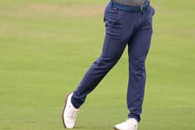 DUBAI, UNITED ARAB EMIRATES - JANUARY 26: David Law of Scotland plays their second shot on the 10th hole during Day One of the Hero Dubai Desert Classic at Emirates Golf Club on January 26, 2023 in Dubai, United Arab Emirates. (Photo by Ross Kinnaird/Getty Images)