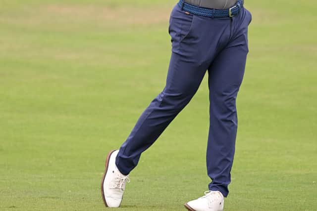 DUBAI, UNITED ARAB EMIRATES - JANUARY 26: David Law of Scotland plays their second shot on the 10th hole during Day One of the Hero Dubai Desert Classic at Emirates Golf Club on January 26, 2023 in Dubai, United Arab Emirates. (Photo by Ross Kinnaird/Getty Images)