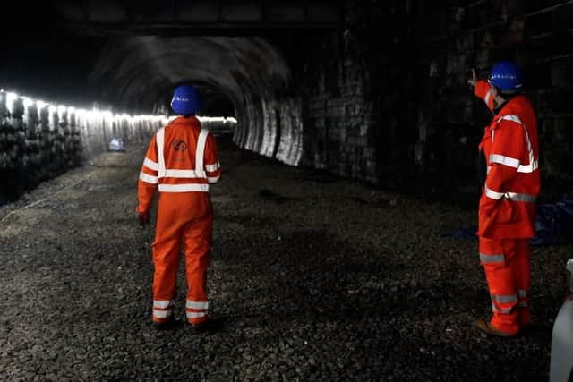 Workers inspecting Balgray tunnel in Glasgow. Picture: National Highways