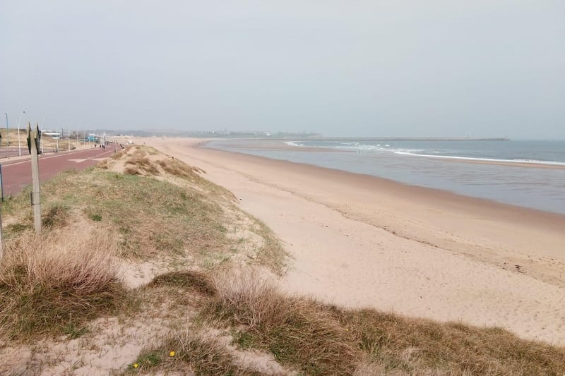 A deserted Sandhaven Beach in 2020.