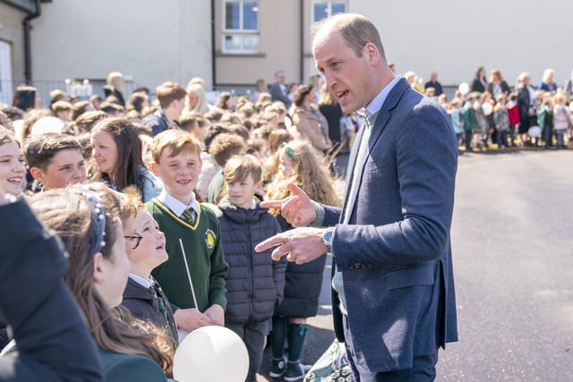 The Duke of Cambridge meets pupils