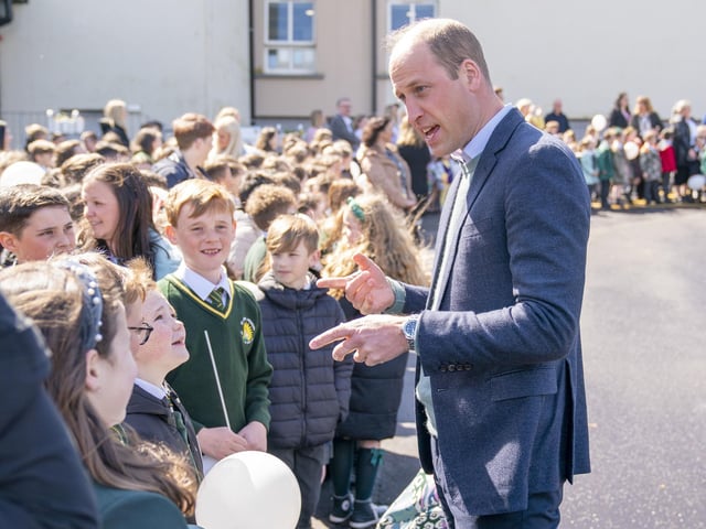 The Duke of Cambridge meets pupils