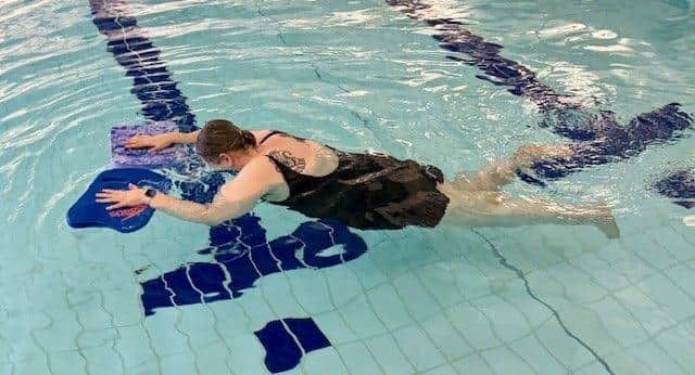 Laura McLeod, 37, from Aberdeen at adult swimming lessons