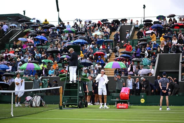 Murray awaits the winner of Dominic Thiem and Stefanos Tsitsipas, whose match has been delayed by the rain.