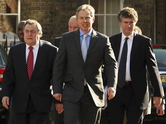 Former prime minister Tony Blair with his deputy prime minister John Prescott and chief of staff Jonathan Powell. Image: Peter Macdiarmid/Getty Images.