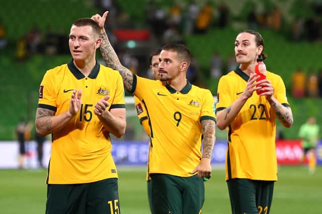 Australia's Mitchell Duke, Jamie Maclaren and Jackson Irvine are among a number of players who took part in the video.