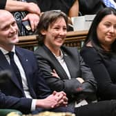 SNP Westminster leader Stephen Flynn (left) sitting next to deputy leader Mhairi Black (centre) at Prime Minister's Questions. Picture: Jessica Taylor/UK PARLIAMENT/AFP via Getty Images