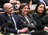 SNP Westminster leader Stephen Flynn (left) sitting next to deputy leader Mhairi Black (centre) at Prime Minister's Questions. Picture: Jessica Taylor/UK PARLIAMENT/AFP via Getty Images