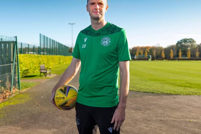 Jamie Murphy poses for photographers during Hibs training at HTC, Tranent, on November 5, 2020. (Photo by Mark Scates / SNS Group)