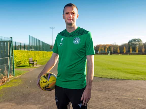 Jamie Murphy poses for photographers during Hibs training at HTC, Tranent, on November 5, 2020. (Photo by Mark Scates / SNS Group)