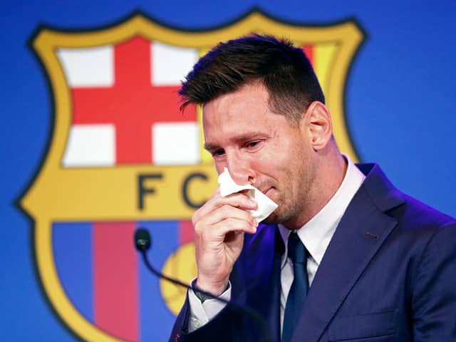 Messi was in tears as he left Barcelona.