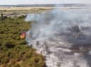 Handout grab from video issued by Luke Channings of the scene after a fire at Dartford Marshes. Issue date: Tuesday July 19, 2022.