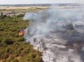 Handout grab from video issued by Luke Channings of the scene after a fire at Dartford Marshes. Issue date: Tuesday July 19, 2022.