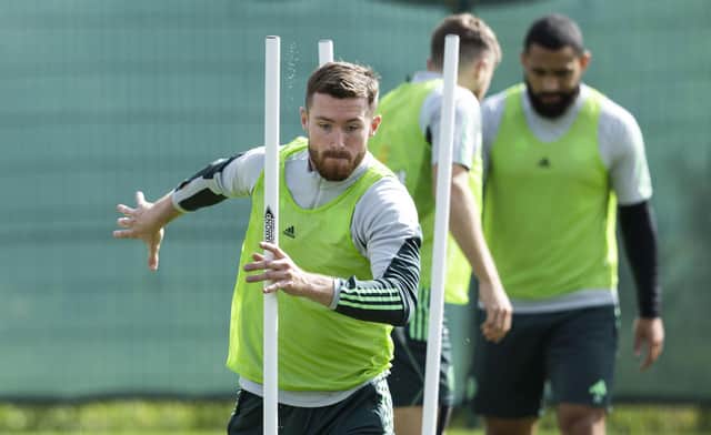 Anthony Ralston during a Celtic training session ahead of facing Aberdeen on Sunday.