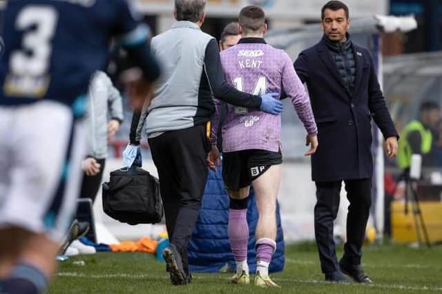 Rangers winger Ryan Kent limped off the pitch when he was substituted in the second half of the Scottish Cup quarter-final at Dundee.  (Photo by Alan Harvey / SNS Group)