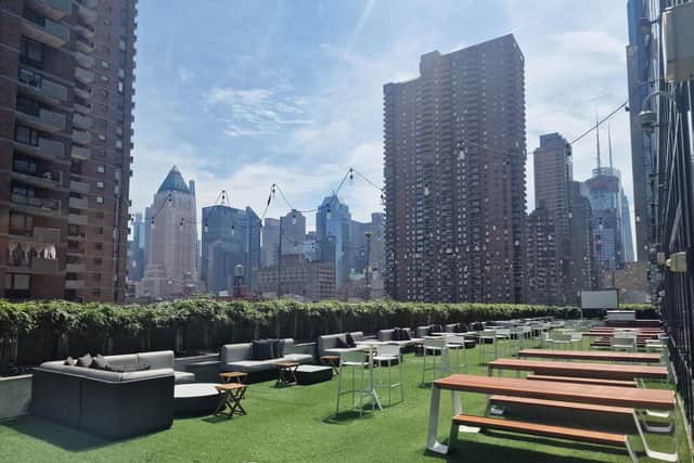 YOTEL has one of New York City's largest hotel rooftop bar terraces. YOTEL, Times Square, New York. Pic: S Rafferty