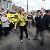 First Minister Nicola Sturgeon with Alex Salmond while on the General Election campaign trail in Inverurie in the Gordon constituency.
