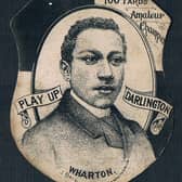 The football card commemorating Arthur Wharton is believed to be the first such collectible ever produced. Picture: Carl Wilkes