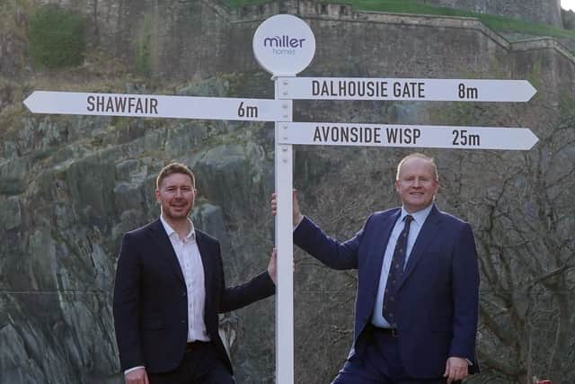 Miller Homes’ regional operations director Gary Heaney, left, with regional land director David Morgan, right. Picture: Stewart Attwood Photography