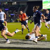 Cam Redpath scores for Scotland against Argentina. Picture: Jane Barlow/PA Images
