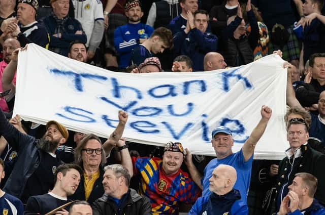 Scotland manager Steve Clarke is lauded by fans in Tbilisi as Scotland drew 2-2 with Georgia in their penultimate Euro 2024 qualifier (Photo by Craig Williamson / SNS Group)