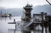 Vanguard-class submarine HMS Vigilant, one of the four UK subs armed with Trident nuclear missiles, at HM Naval Base Clyde