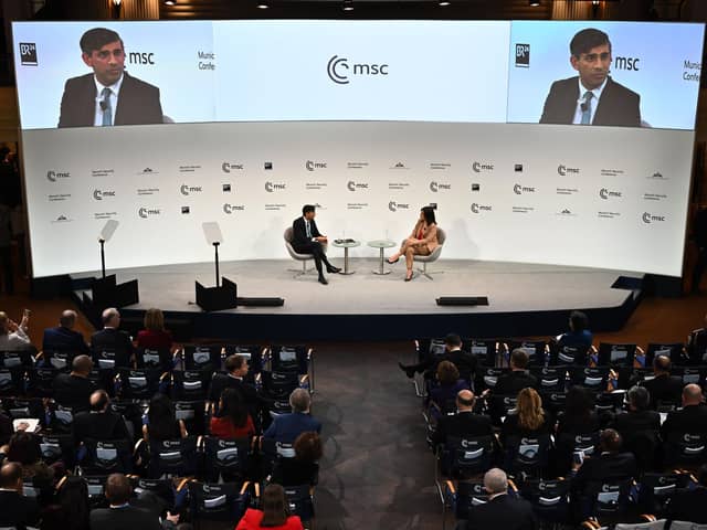 Prime Minister Rishi Sunak attends a Q and A session after speaking at the Munich Security Conference in Germany. The Prime Minister is due to meet with a number of world leaders while at the summit. He is also expected to meet European Commission president Ursula von der Leyen on the fringes to talk about a deal to fix the Northern Ireland Protocol. Picture date: Saturday February 18, 2023.