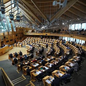 The Scottish Parliament debating chamber.