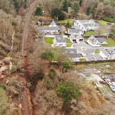 The hillside at Fairlie was still moving a day after the landslip on Friday night. Picture: Network Rail