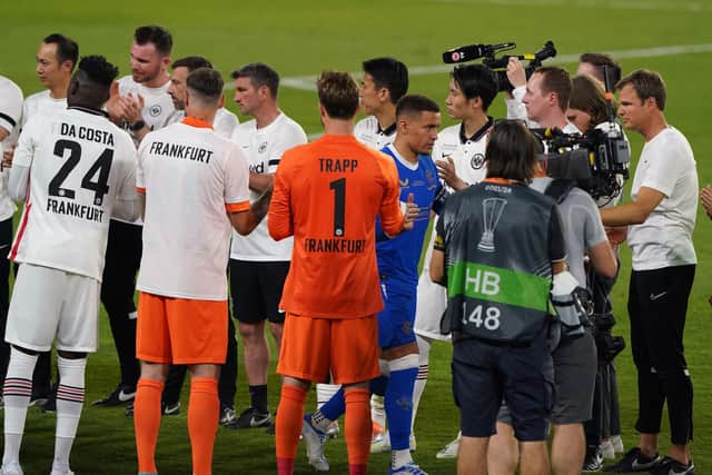 Rangers' James Tavernier is applauded by Eintracht Frankfurt following the UEFA Europa League Final at the Estadio Ramon Sanchez-Pizjuan, Seville. (Picture: Andrew Milligan/PA Wire)