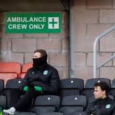 Hibs' Ryan Porteous (L) and Kevin Nisbet (R) were left on the bench against Dundee United after being linked with moves away from the club. Photo by Ross Parker / SNS Group