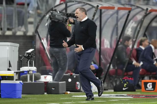 Celtic coach Ange Postecoglou reacts during the Europa League play-off match against AZ Alkmaar (AP Photo/Peter Dejong)