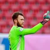 Zander Clark in action for St Johnstone during the UEFA Conference League qualifier against LASK Linz