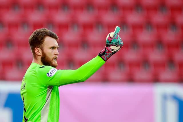 Zander Clark in action for St Johnstone during the UEFA Conference League qualifier against LASK Linz