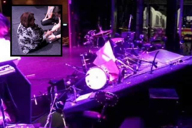 Brenda fell after an accident on stage during rehearsals.