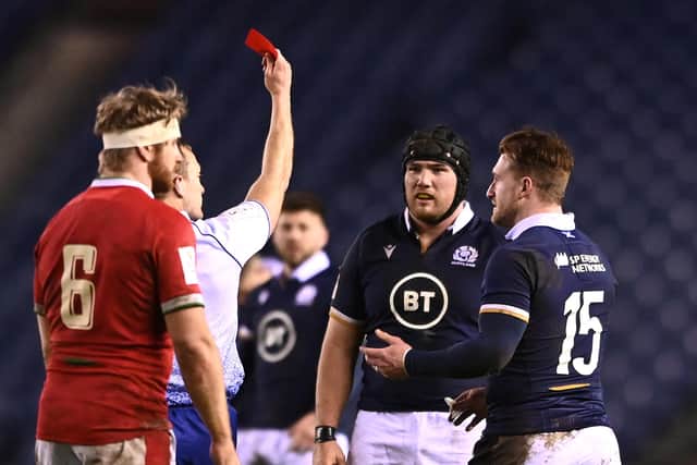 Scotland's discipline was less impressive against Wales and prop Zander Fagerson was sent off. Picture: Stu Forster/Getty Images