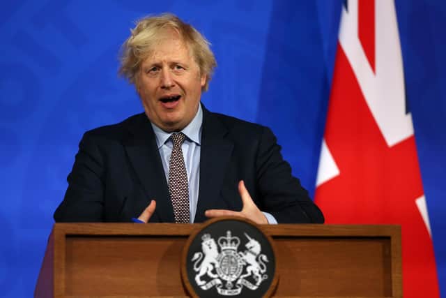 Prime Minister Boris Johnson during a media briefing on coronavirus.
