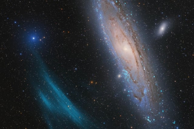 Winner and Overall Winner
Andromeda, Unexpected 

A team of amateur astronomers led by Marcel Drechsler, Xavier Strottner and Yann Sainty made a surprising discovery  a huge plasma arc next to the Andromeda Galaxy.
Scientists are now investigating the newly discovered giant in a transnational collaboration. It could be the largest such structure in the nearby environment in the Universe. 
The Andromeda Galaxy is the closest spiral galaxy to the Milky Way. It is undoubtedly one of the most photographed deep-sky objects ever. The new discovery of such a large structure in the immediate vicinity of the galaxy was all the more surprising.
‘What does a discovery image look like? It is mostly a blurry black and white image that depicts an almost invisible faint dot or a spectrum that is incomprehensible to us. However, that was not the case this time. This astrophoto is as spectacular as it is valuable. It not only presents Andromeda in a new way, but also raises the quality of astrophotography to a new level.’ – László Francsics

Taken with a Takahashi FSQ-106EDX4 telescope, Sky-Watcher EQ6 Pro mount, ZWO ASI2600MM Pro camera, 382 mm f/3.6, multiple exposures between 1 and 600 seconds, 111 hours total exposure
Location: Near Nancy, France