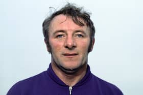 Tommy Docherty pictured in a Scotland jersey in season 1970/71.