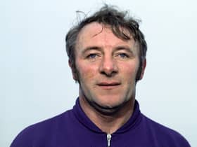 Tommy Docherty pictured in a Scotland jersey in season 1970/71.