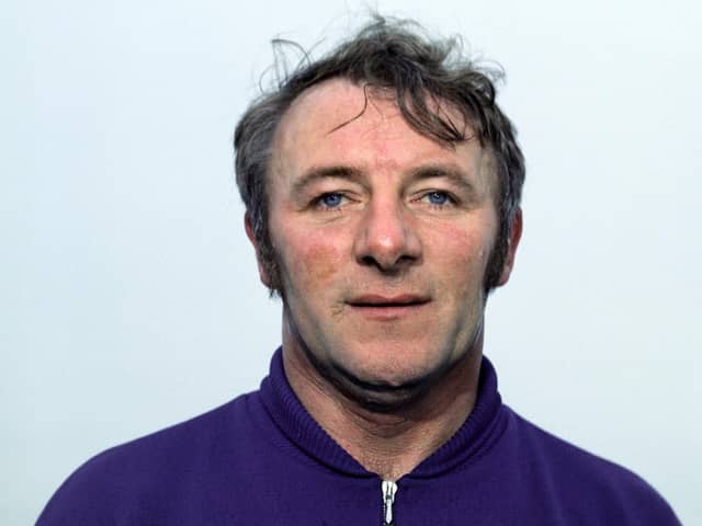 Tommy Docherty pictured in a Scotland jersey in season 1970/71.