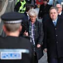 The 65-year-old arrived at the High Court in Edinburgh on Monday for the first day of his trial over accusations of sexual assault, including one of attempted rape.