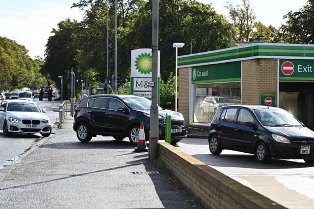 Queues at a petrol station on Great Western Road in Glasgow earlier this week