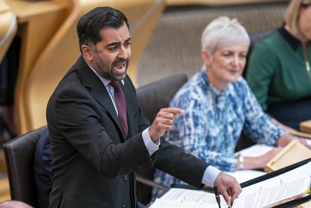 First Minister of Scotland Humza Yousaf during First Minster's Questions (FMQ's) at the Scottish Parliament in Holyrood, Edinburgh