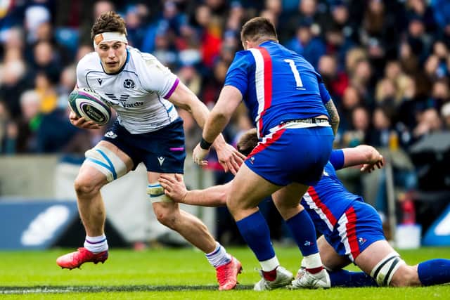 Rory Darge admitted to nerves ahead of his first Scotland start but the flanker's performance against France drew praise from Gregor Townsend. (Photo by Ross Parker / SNS Group)