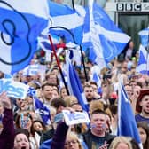 Pro-independence protest outside BBC Scotland in Glasgow over perceived bias ahead of the 2014 Scottish independence referendum (Picture: Jeff J Mitchell/Getty Images)