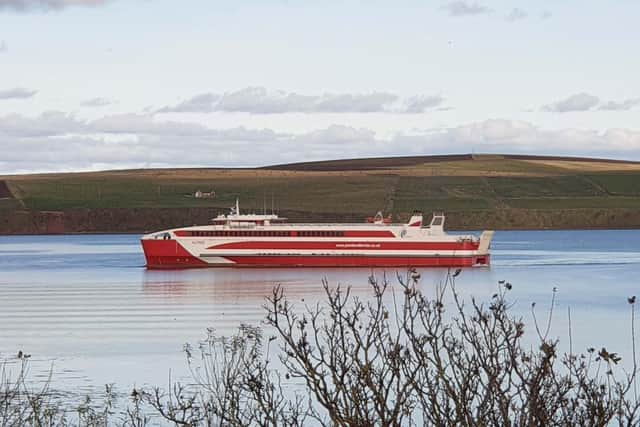 Half the passengers were evacuated by lifeboat after the ferry Alfred grounded. Picture: Pentland Ferries