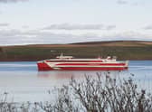Half the passengers were evacuated by lifeboat after the ferry Alfred grounded. Picture: Pentland Ferries