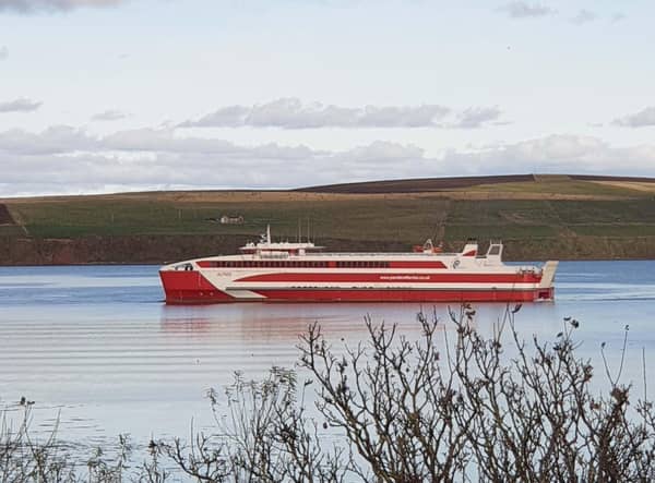 Half the passengers were evacuated by lifeboat after the ferry Alfred grounded. Picture: Pentland Ferries