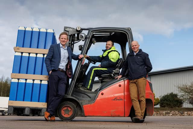 Stuart Common managing director; Roddy Adam, site supervisor; Mac Mackie, chairman. Picture: Newsline Media